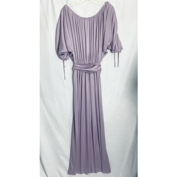 Vintage Dressy New York Creations Lavender Purple Sheen Dress Cinched Sleeve S M - Picture 6 of 8